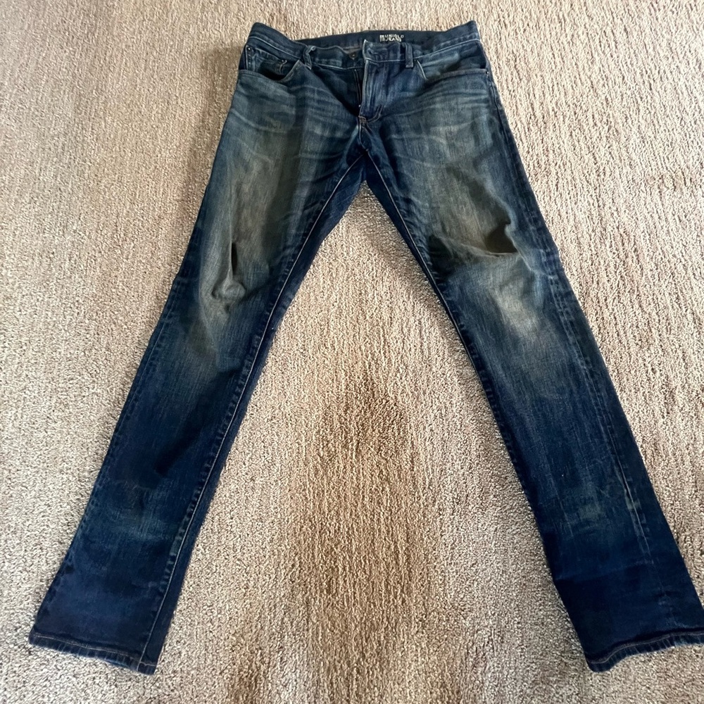 Men's Uniqlo Slim Fit  faded selvedge stretch jeans